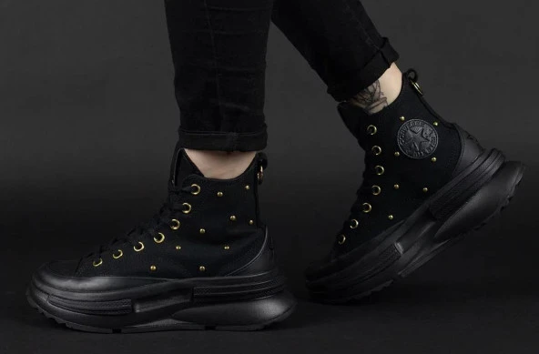Converse Run Star Legacy Cx Platform Star Studded Kadın Siyah Sneaker - 7