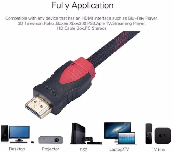 HDMİ Kablosu 15 Metre LCD Laptop 4K FHD Ara Bağlantı Erkek-Erkek TV Kablo Ps3 Ps4 Xbox - Resim 4
