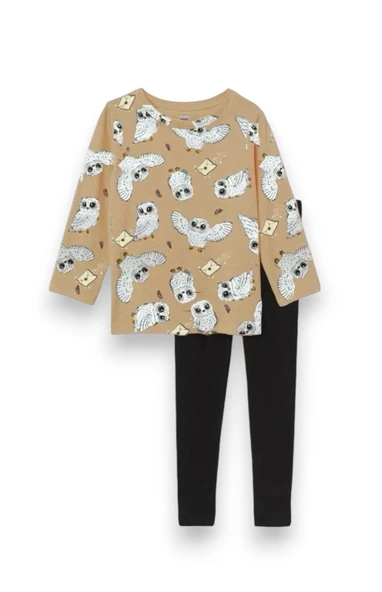 Baykuş Desenli Kız Çocuk Pijama Takım - 2
