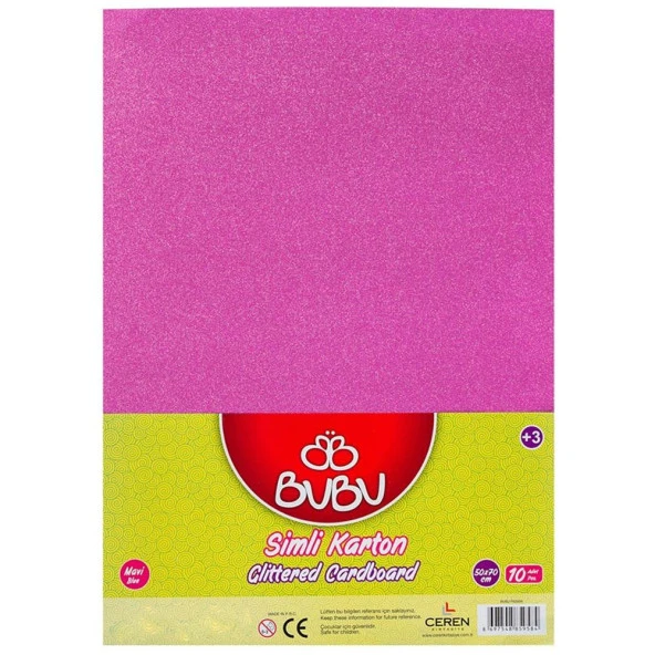 Bu-Bu Fon Karton Simli 50x70 CM Pembe 10 Lu Simli Pembe Fon Kartonu