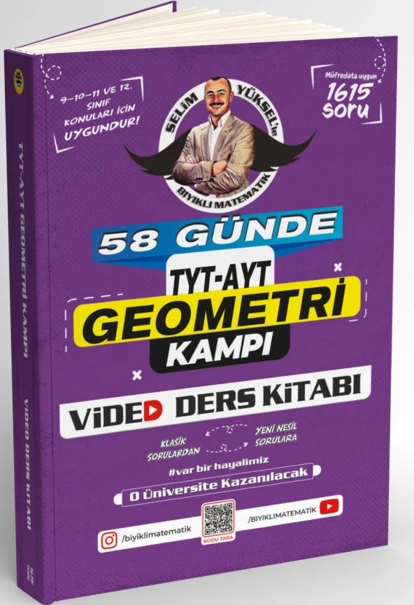 Bıyıklı Matematik 2024 Tyt Ayt Selim Yüksel 58 Günde Geometri Kampı Video Ders Kitabı