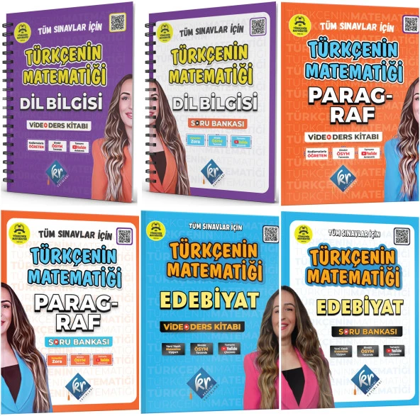Kr Akademi 2024 Tyt Ayt Türkçenin Matematiği Edebiyat + Dil Bilgisi + Paragraf Video Ders Kitabı + Soru Seti 6 Kitap
