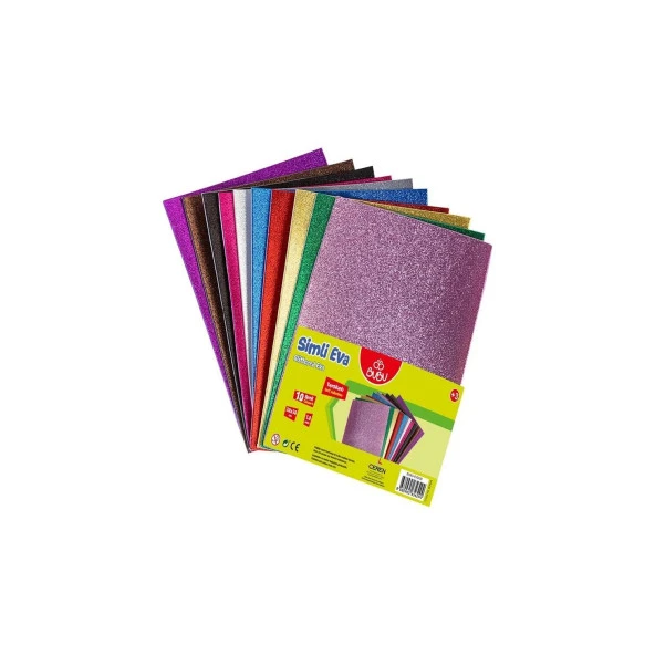 Bu-Bu Eva Simli Yapışkanlı 20x30 Cm 10 Renk Yapışkanlı Simli Eva