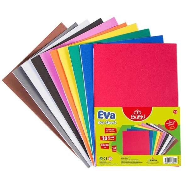 Bu-Bu Eva Yapışkanlı 20x30 CM 2 mm 10 Renk Yapışkanlı Eva