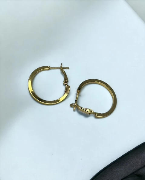 Moda Takı Gold Renkli Köşeli Halka Çelik Küpe