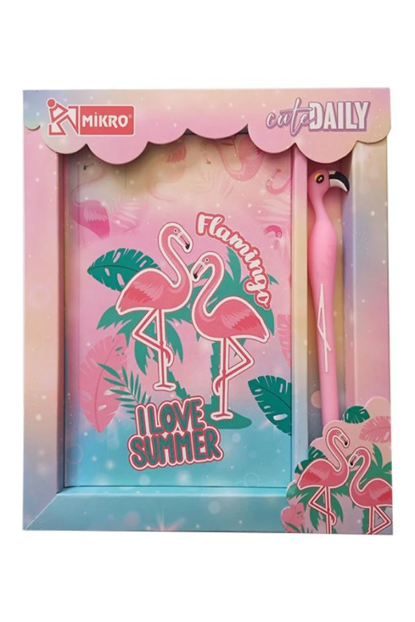 Hatıra Defteri Kilitli Kız Modeli Günlük Defteri Flamingo Hediye Kutulu 80 Yaprak Çizgili 1 Adet I Love Summer - 2