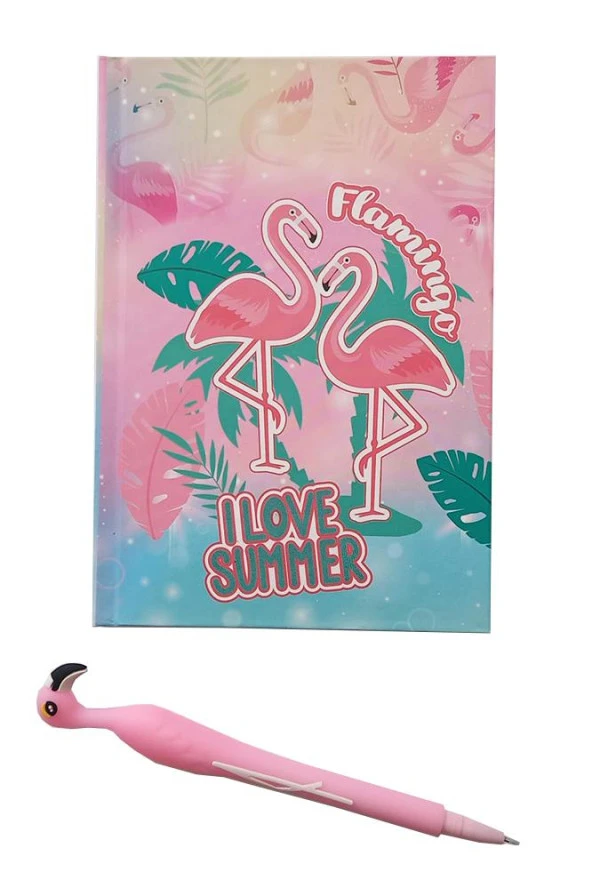 Hatıra Defteri Kilitli Kız Modeli Günlük Defteri Flamingo Hediye Kutulu 80 Yaprak Çizgili 1 Adet I Love Summer - 3