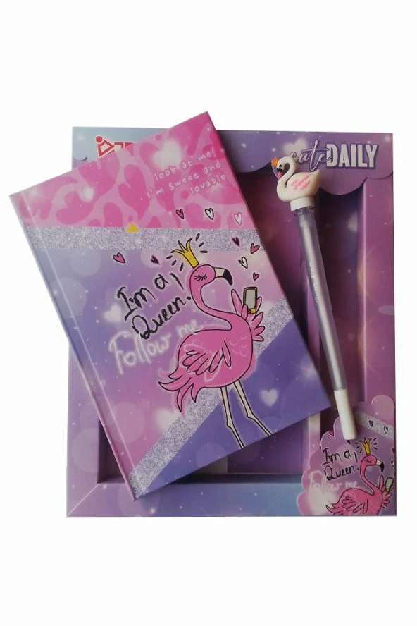 Hatıra Defteri Kilitli Kız Modeli Günlük Defteri Flamingo Hediye Kutulu 80 Yaprak Çizgili 1 Adet I'm A Queen