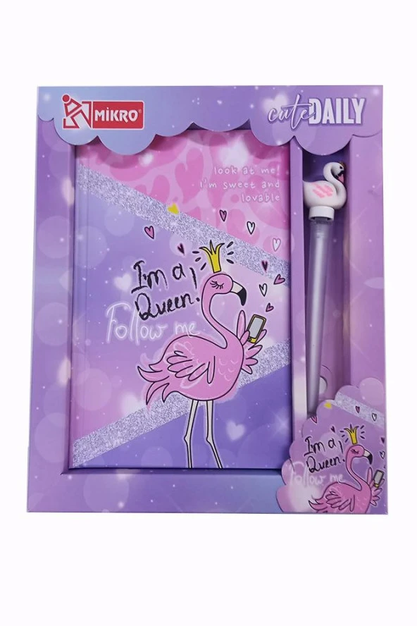Hatıra Defteri Kilitli Kız Modeli Günlük Defteri Flamingo Hediye Kutulu 80 Yaprak Çizgili 1 Adet I'm A Queen - 3