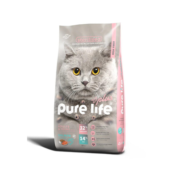 Pure Life Plus Somonlu Kısırlaştırılmış Yetişkin Kedi Maması 12 KG