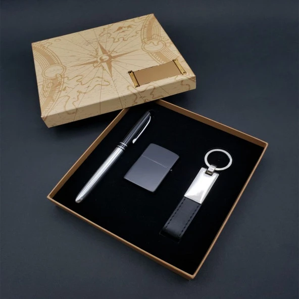 Kalem Çakmak Anahtarlık Silver Set