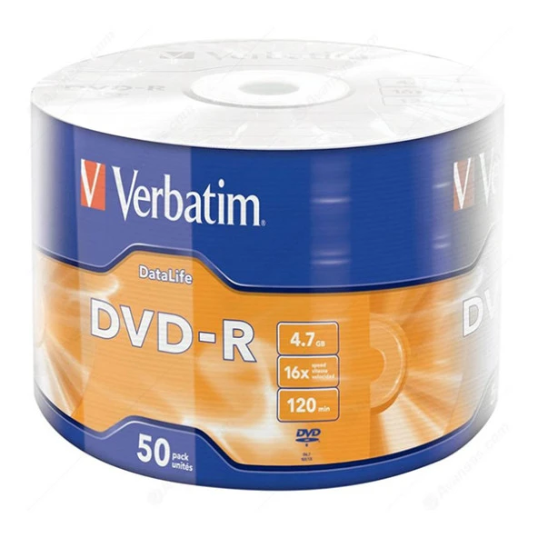 VERBATİM DVD-R 4.7GB 16X 120DK 50Lİ PAKET FİYAT (2818)