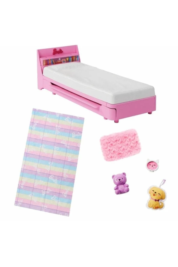 My First Barbie - Ilk Barbie Bebeğim - Barbie'nin Yatağı Oyun Seti HMM64 - Resim 4