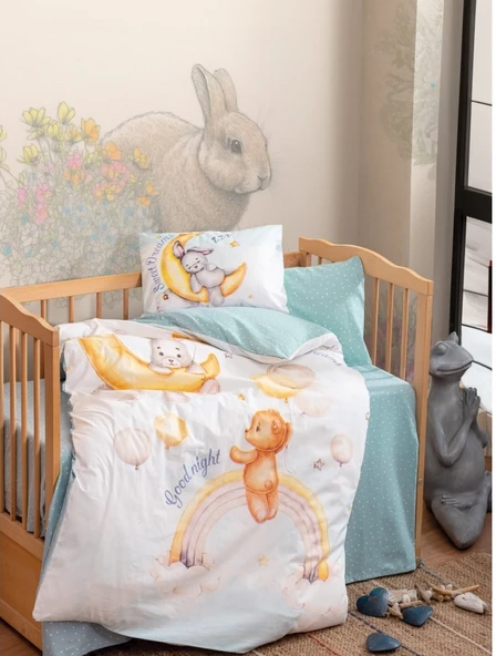 Cotton Box Ranforce Bebek Nevresim Takımı Baby Moon Mİnt