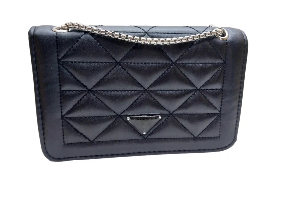 Gümüş Zincir Detaylı Askılı Siyah Çanta - 4