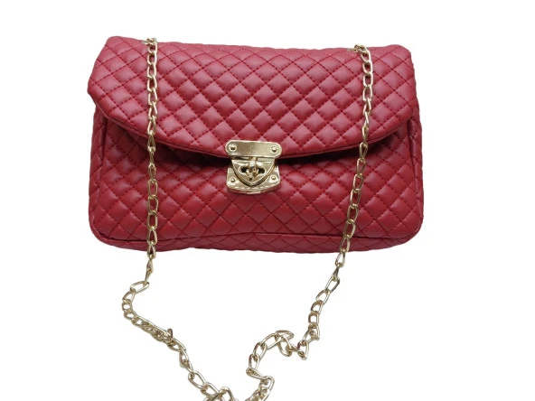 Gold Zincir Detaylı Kırmızı Askılı Çanta - 2