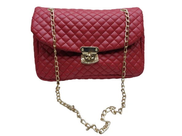 Gold Zincir Detaylı Kırmızı Askılı Çanta - 3