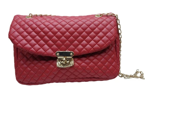 Gold Zincir Detaylı Kırmızı Askılı Çanta - 4