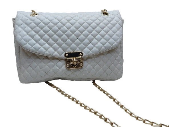 Gold Zincir Detaylı Beyaz Askılı Çanta - 2