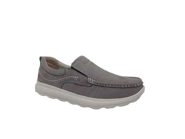 Paggi 1802 Erkek Gri Nubuk Deri Loafer Ayakkabı - 4