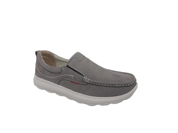 Paggi 1802 Erkek Gri Nubuk Deri Loafer Ayakkabı - 6