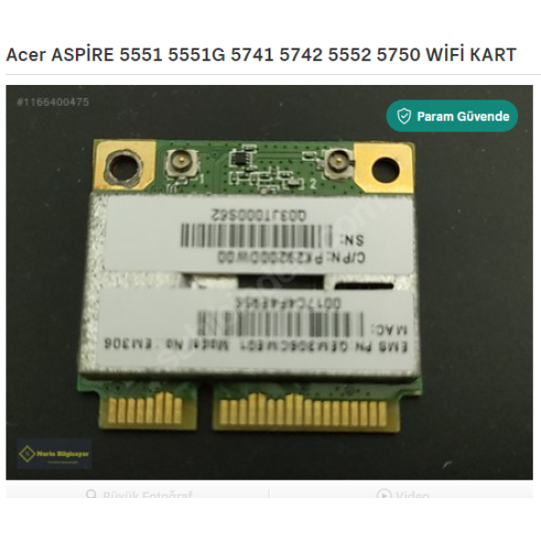 Acer ASPİRE 5551 5551G 5741 5742 5742G 5552 5750 WİFİ KART