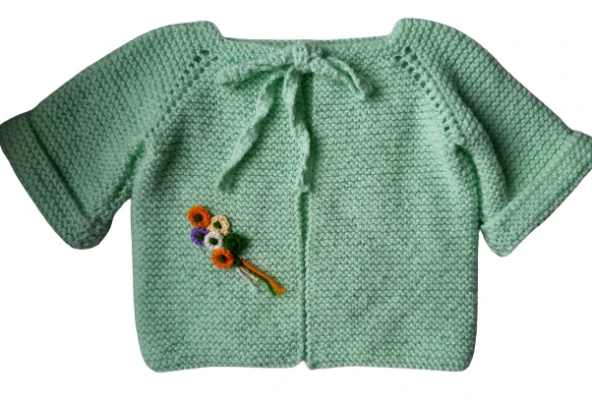 Çiçek Demeti Modeli El Örgüsü Bebek Yeleği - 2