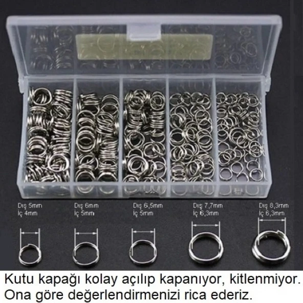 Captain 5163 Split Yapay Yem Halkası 250'li Mix Kutu Nikel