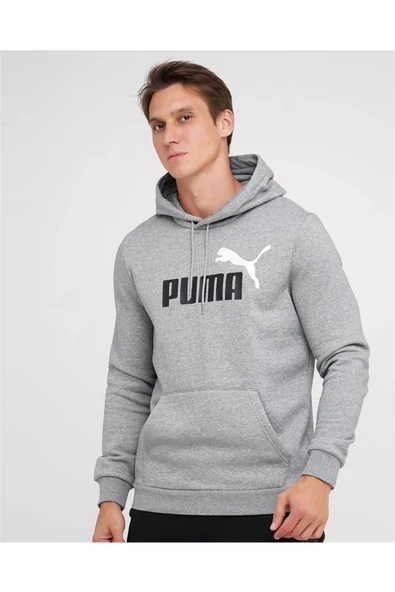 Puma Ess+ 2 Col - Erkek Gri Pamuklu Kapüşonlu Sweatshirt - 586764 04