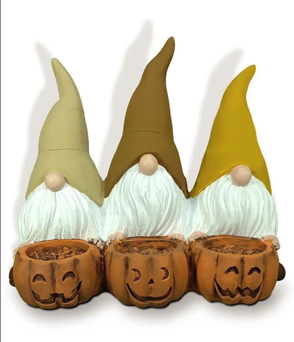 Dekoratif Üçlü Gnome Cüce Mumluk Biblo - 2
