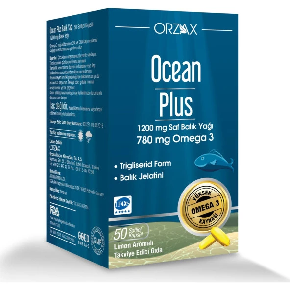 Orzax Ocean Plus 1200 mg Balık Yağı 50 Kapsül