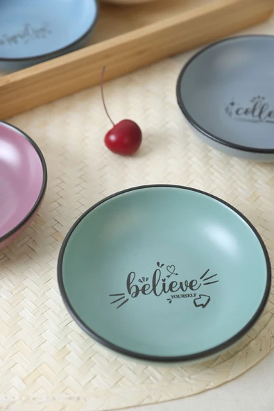 Keramika Keraart Rainbow Motto Halka Sosluk / Çerezlik 13 Cm 6 Adet - 3