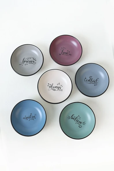 Keramika Keraart Rainbow Motto Halka Sosluk / Çerezlik 13 Cm 6 Adet - 6