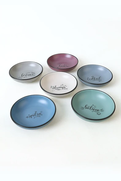 Keramika Keraart Rainbow Motto Halka Sosluk / Çerezlik 13 Cm 6 Adet - 7