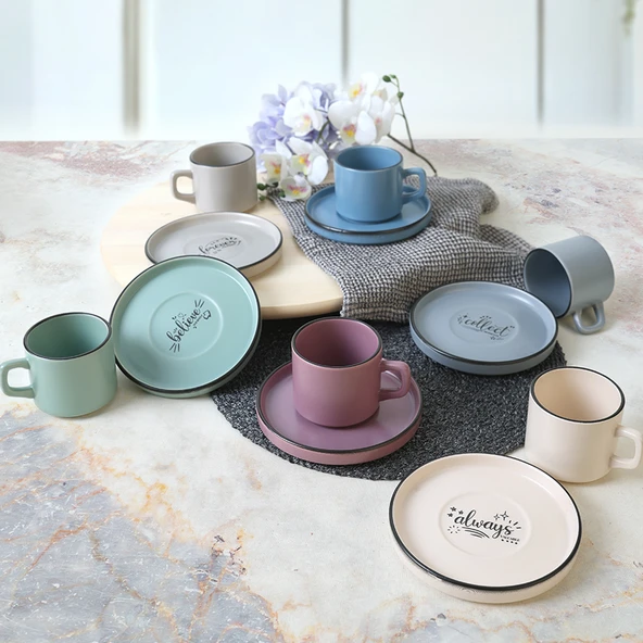 Keramika Keraart Rainbow Motto Stackable Çay Takımı 12 Parça 6 Kişilik - 2