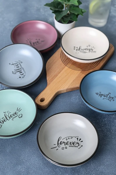 Keramika Keraart Rainbow Motto Halka Sosluk / Çerezlik 13 Cm 6 Adet - 5