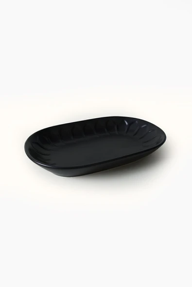 Keramika Mat Siyah Badem Kayık Tabak 25 Cm 2 Adet 956 - Resim 4