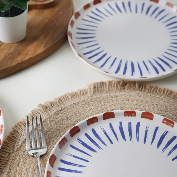 Keramika Keraart Red Line Pasta Tabağı 22 Cm 6 Adet 21606