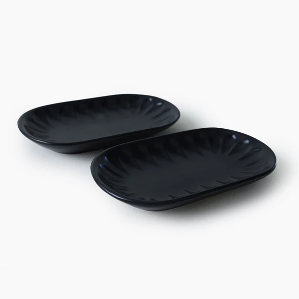 Keramika Mat Siyah Badem Kayık Tabak 22 Cm 2 Adet 956 - 3