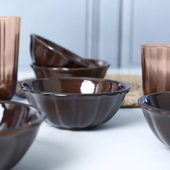 Keramika Luster Kahverengi Sirius Kase 14 Cm 6 Adet Q22 - 2