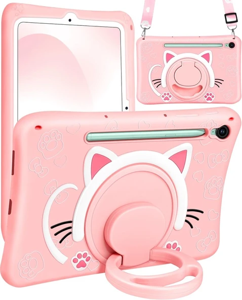 Samsung Galaxy Tab S11/S10 Lite FE/S10/S9 FE/S9/S7-S8 Kılıf Cute Dolls Standlı Eğlenceli 3D Karekterli Çocuk Kılıfı-Plus Değil