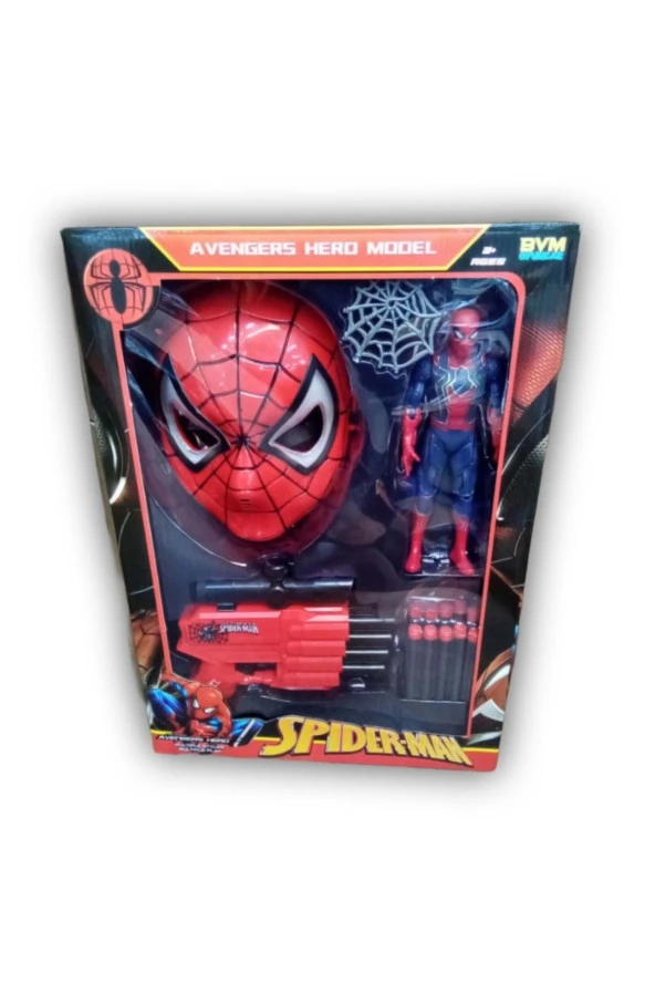 Kutulu Spiderman Maskeli Mermi Fırlatıcılı Fiğür Set 4029