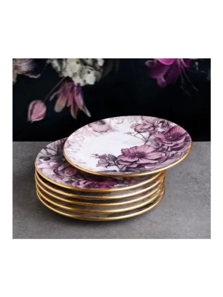 Gönül GNL4364 Purple Seramik Pasta Tabağı 6 Lı