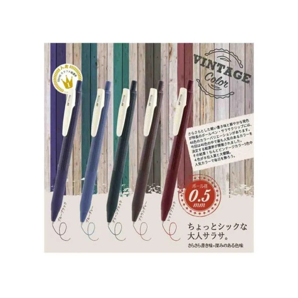 Zebra Sarasa Clip Jel Mürekkepli Kalem Vintage Set 0,5mm 5'li Set-1 - 2