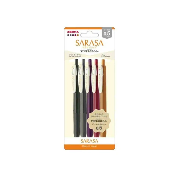Zebra Sarasa Clip Jel Mürekkepli Kalem Vintage Set 0,5mm 5'li Set-2