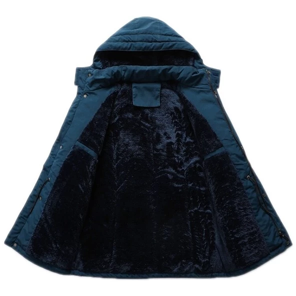 Pasifix Erkek Kışlık Uzun Tarz Pamuklu Kapüşonlu Mont 001 - 3