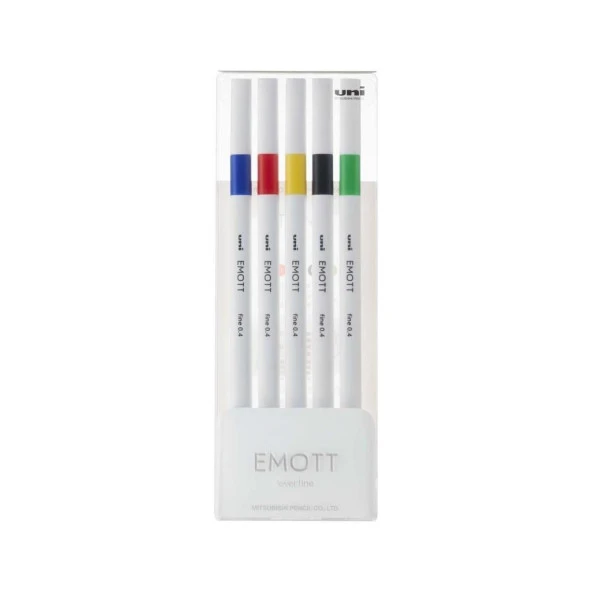 Uni EMOTT 0.4 fine AkrilikUçluKalem 5li Canlı Renk PEM-SY/5C.01 Canlı Renk - 1