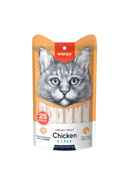 WANPY TAVUKLU YENGEÇLİ 25 X 14 gr KREMA KEDİ ÖDÜL MAMASI