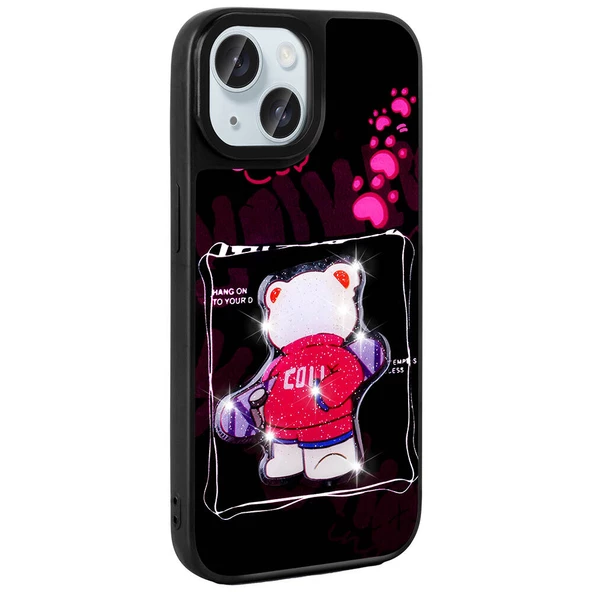 iPhone 14 Kılıf Parlayan Kabartmalı İkonik Figürlü Amas Silikon Kılıf - Resim 2