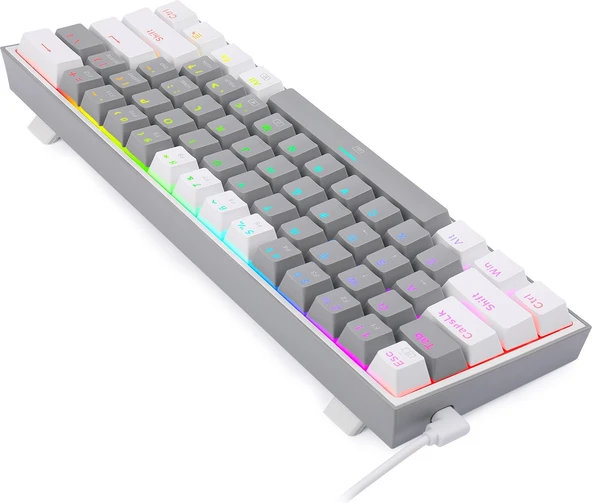 REDRAGON K617-RGB-GW FIZZ RGB RED SWITCH KABLOLU MEKANIK Q KLAVYE GRI-BEYAZ - 2